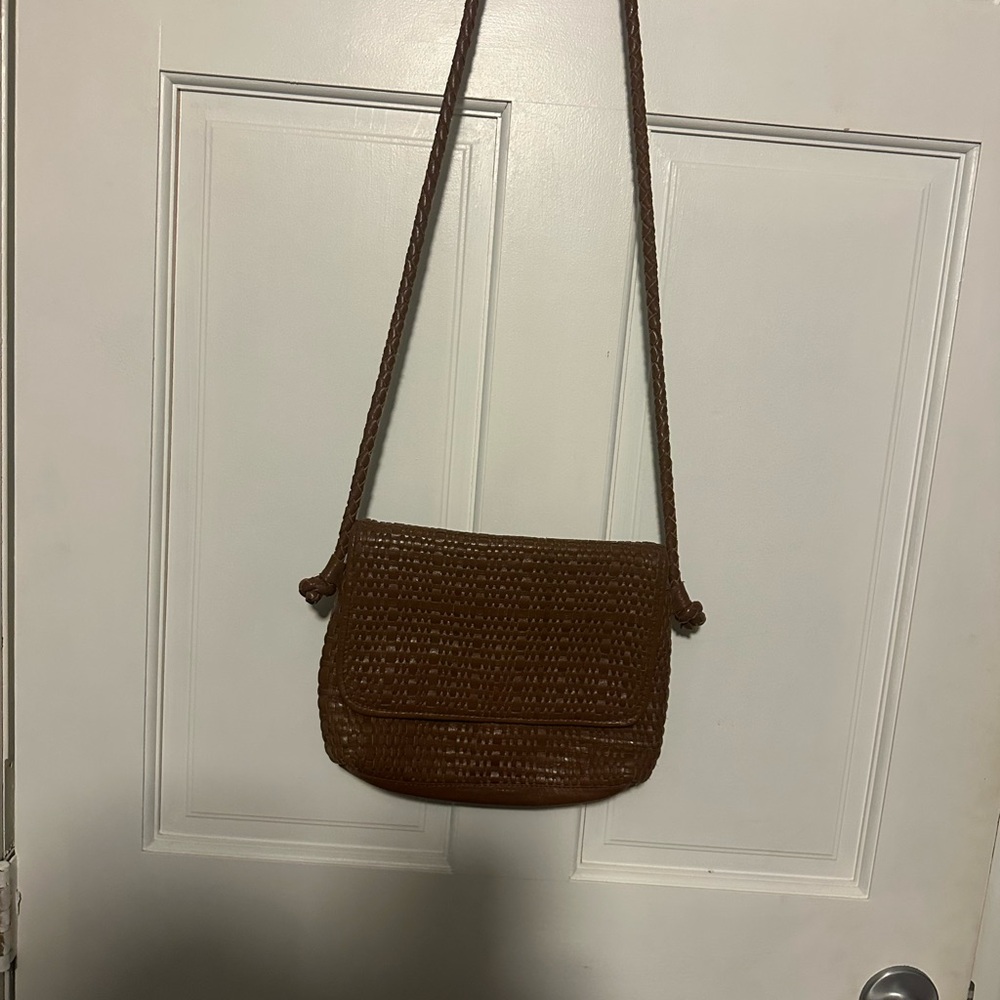 VINTAGE Brown Woven Crossbody Bag 1980-1990s style